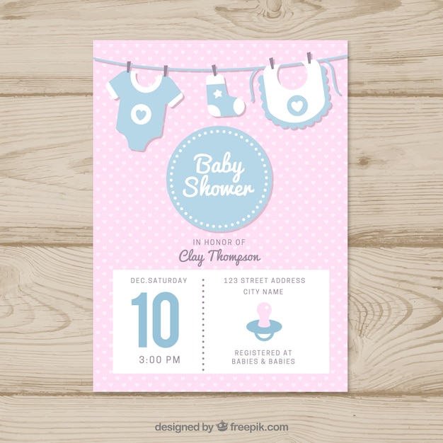 Vecteur gratuit carte de douche de bébé mignon