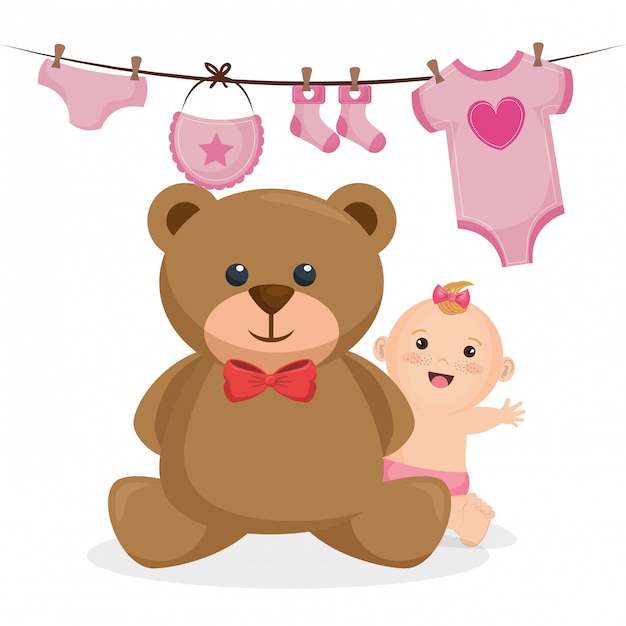 carte de douche de bébé avec petite fille