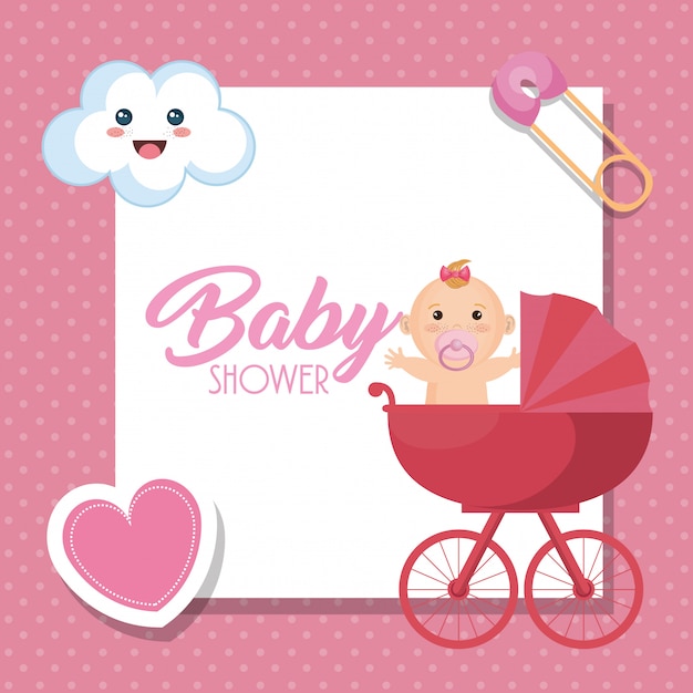 carte de douche de bébé avec petite fille