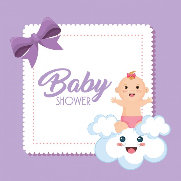 carte de douche de bébé avec petite fille