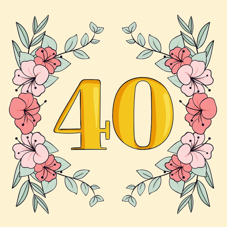 Vecteur gratuit carte du 40e anniversaire dessinée à la main