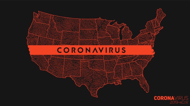 Vecteur gratuit carte du coronavirus propagé aux états-unis