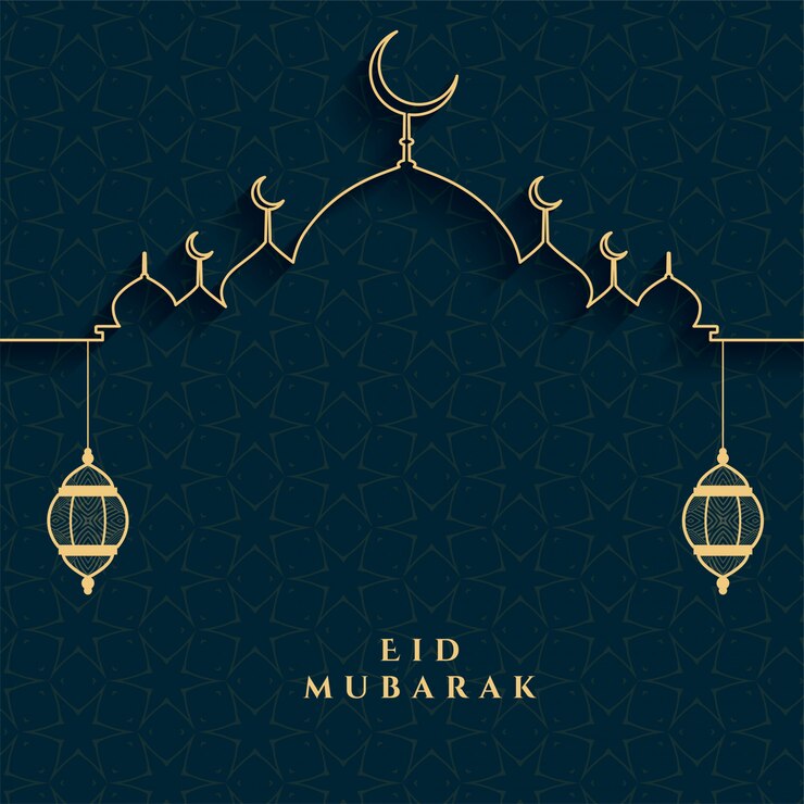 Vecteur gratuit carte du festival eid mubarak aux couleurs dorées et noires