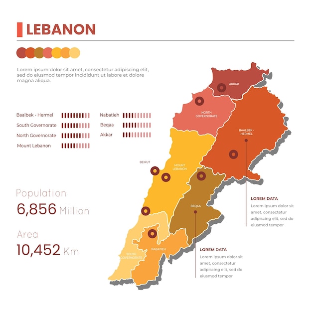 Carte Du Liban Design Plat