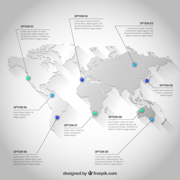 Vecteur gratuit carte du monde blanc infographie