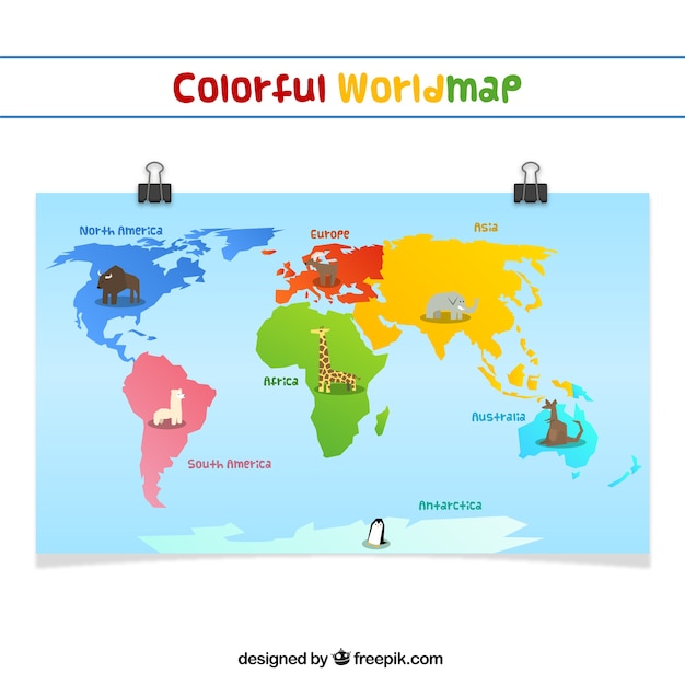 Vecteur gratuit carte du monde coloré