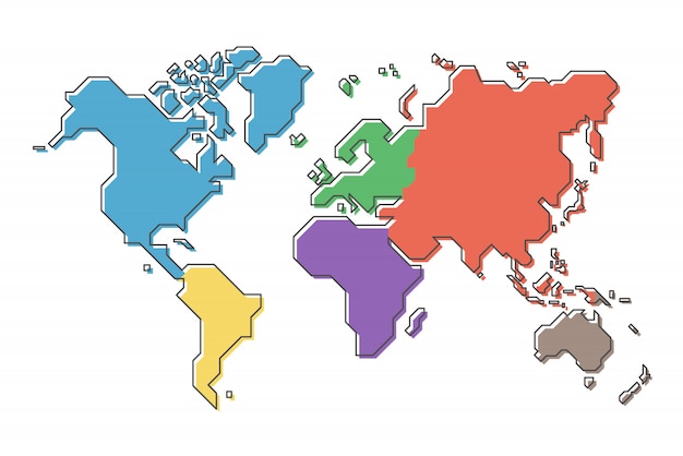 Carte Du Monde Avec Continent Multicolore Et Design De Ligne Moderne Simple Dessin Anime Vecteur Premium Carte Du Monde Avec Continent Multicolore Et Design De Ligne Moderne Simple Dessin Anime Vecteur Premium