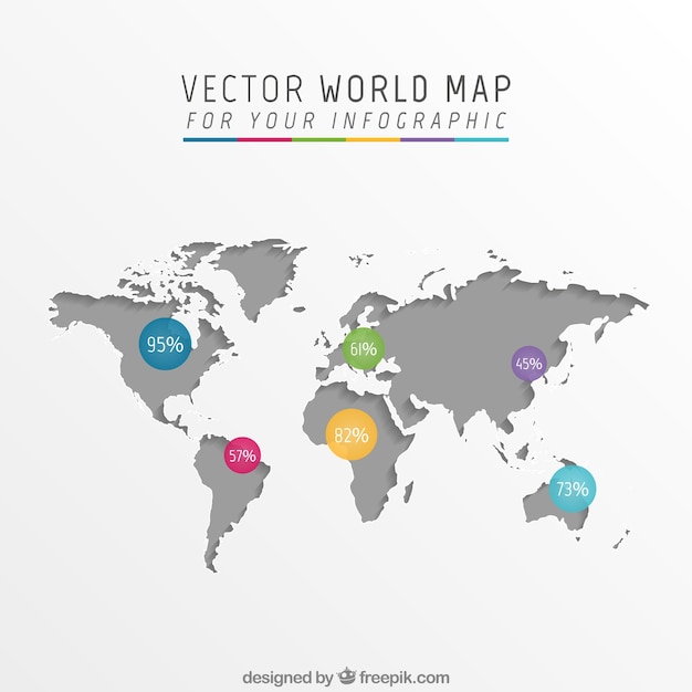 Carte du monde Gris infographie