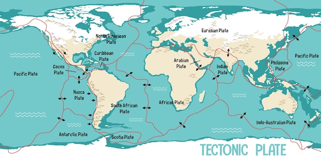 Carte Du Monde Montrant Les Limites Des Plaques Tectoniques