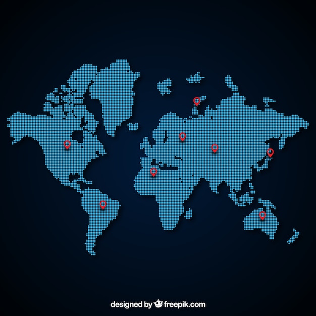 Carte du monde en pointillés