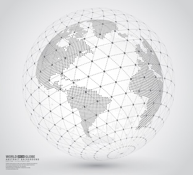 Carte Du Monde En Trois Dimensions En Pointillés Avec Fil De