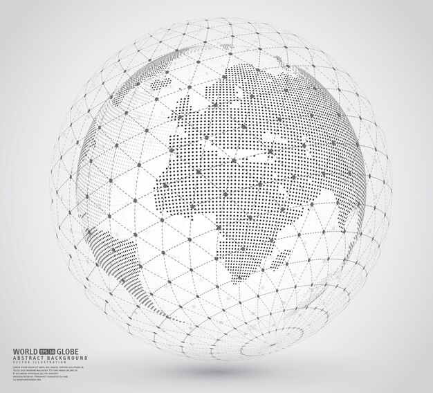 Carte Du Monde En Trois Dimensions En Pointillés Avec Fil De