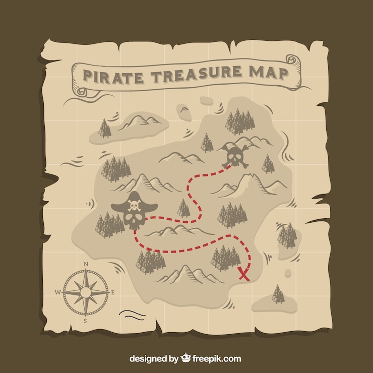 Vecteur gratuit carte du trésor des pirates