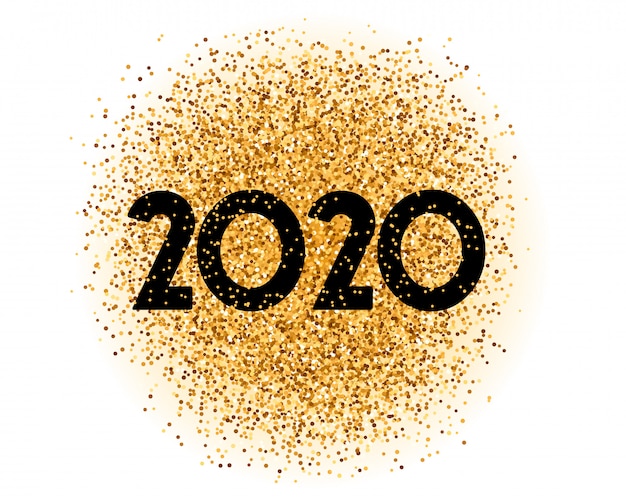 Vecteur gratuit carte élégante de bonne année 2020 de paillettes d'or