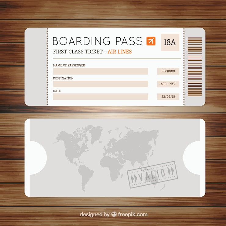Vecteur gratuit carte d'embarquement grise avec carte décorative