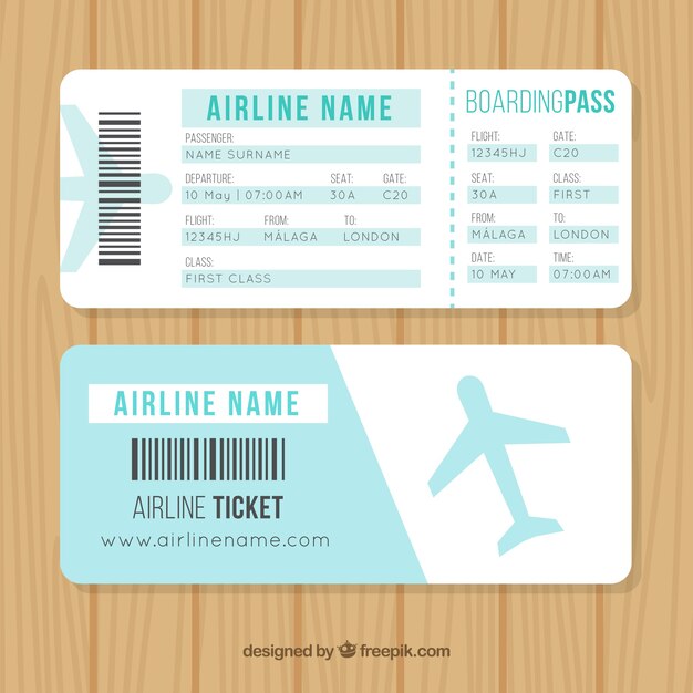 carte d&#39;embarquement Nice avec avion bleu