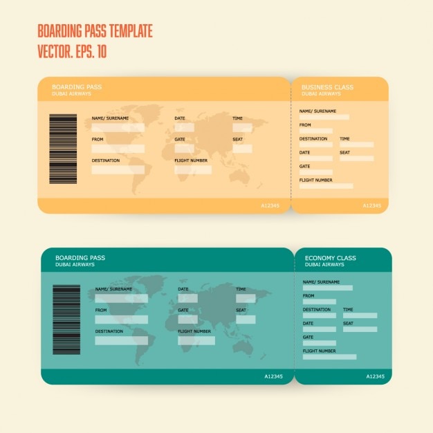 Vecteur gratuit carte d'embarquement tempalate