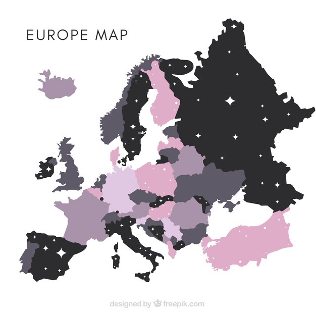 Carte de l&#39;europe avec des couleurs dans le style plat