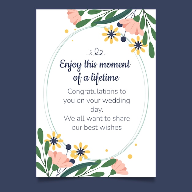 Vecteur gratuit carte de félicitations de mariage dessinée à la main