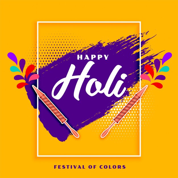 Carte de festival indien joyeux holi coloré