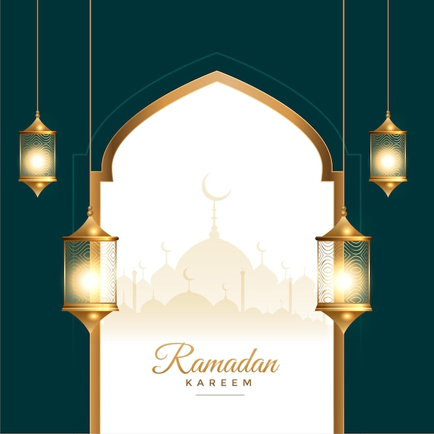 Carte De Festival De Ramadan Kareem Avec Décoration De Lanterne