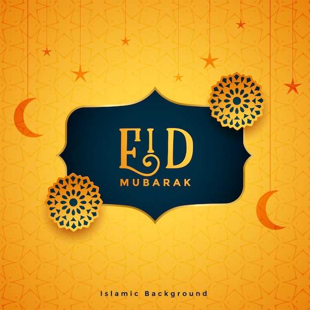 Vecteur gratuit carte de festival traditionnel eid mubarak avec décoration islamique