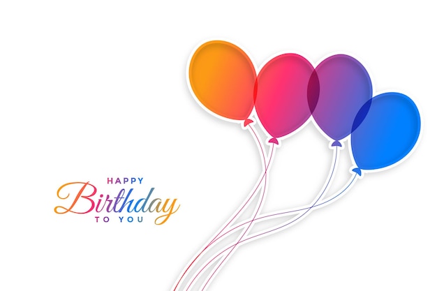 Carte de fête d'anniversaire avec des ballons colorés