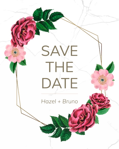 Save The Date Mariage Feuilles Aquarelle, Rectangle