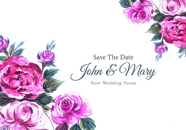 Carte de fleurs aquarelle invitation de mariage