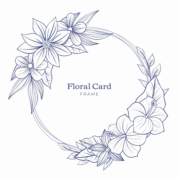 Vecteur gratuit carte florale de cercle de gravure dessinée à la main