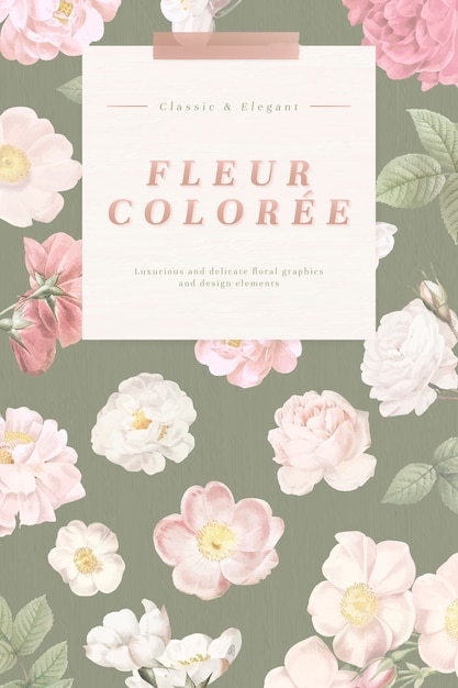 Vecteur gratuit carte florale poussiéreuse