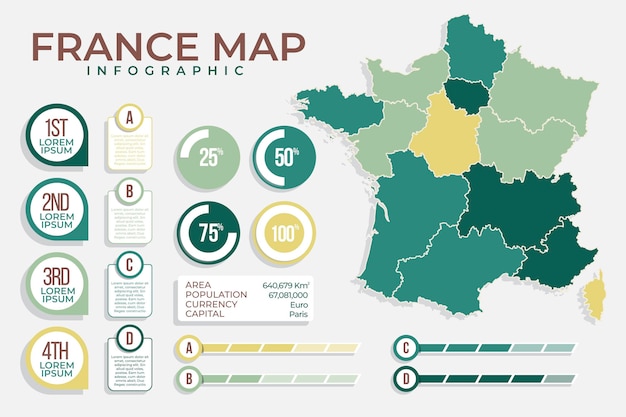 Carte De France Design Plat Créatif Infographique