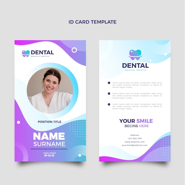 Vecteur gratuit carte d'identité de la clinique dentaire gradient