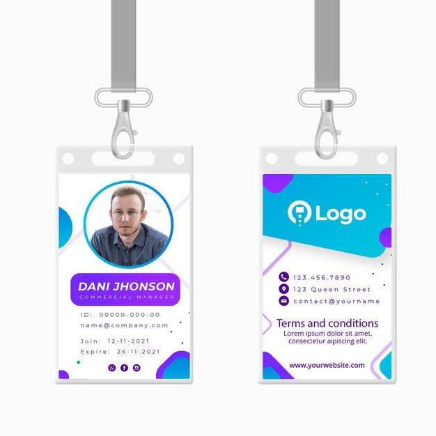 Carte d'identité commerciale marketing
