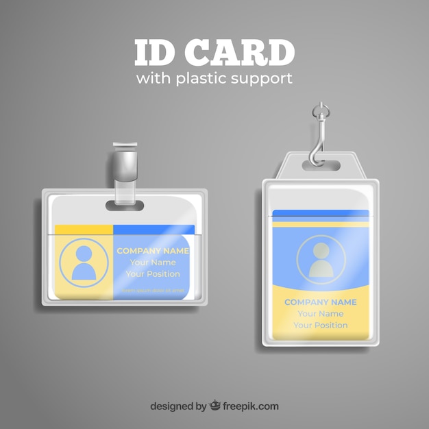 Vecteur gratuit carte d'identité réaliste avec support en plastique