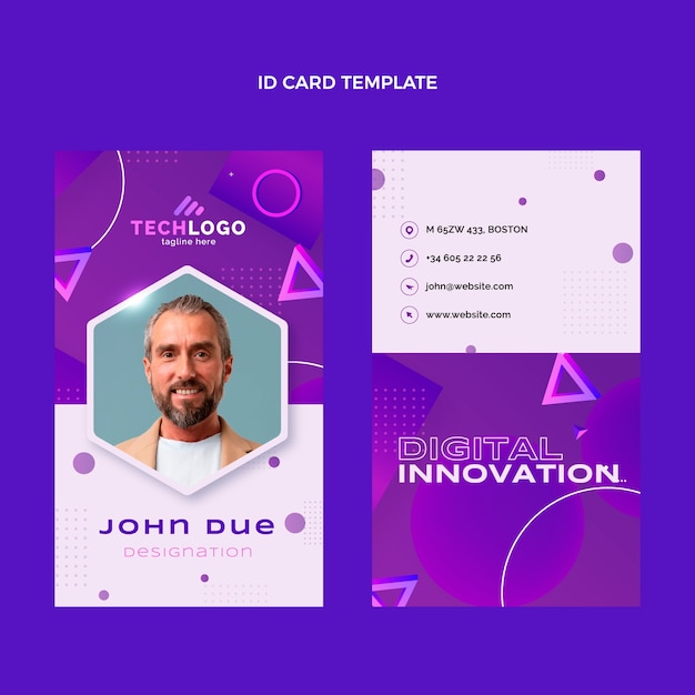 Vecteur gratuit carte d'identité de technologie abstraite dégradée
