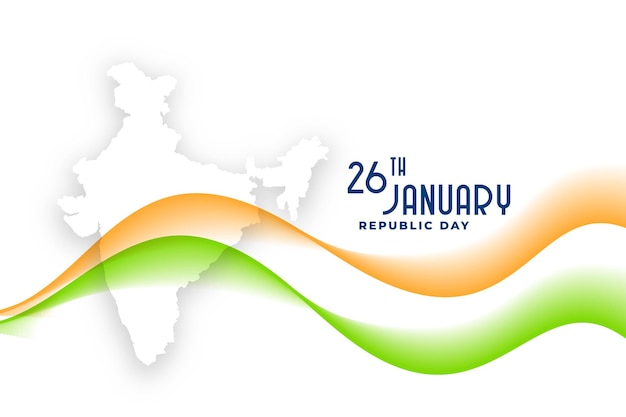 Vecteur gratuit carte indienne avec drapeau ondulé pour la célébration de la fête de la république