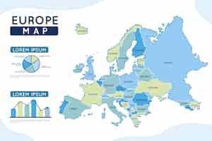 Vecteur gratuit carte infographique de l'europe dessinée à la main