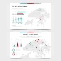 Vecteur gratuit carte infographique de hong kong plat