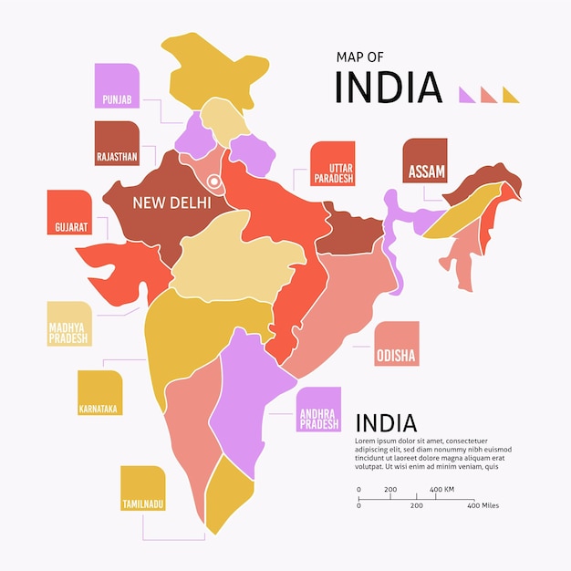 Vecteur gratuit carte infographique de l'inde