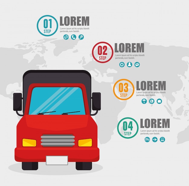 Vecteur gratuit carte infographique de transport par camion