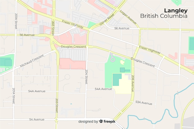 Vecteur gratuit carte d'information de la ville avec le nom des rues