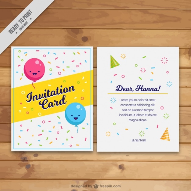 Carte D'invitation Avec Des Ballons Sourire