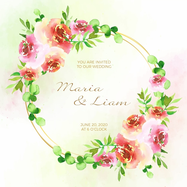 Carte D'invitation De Cadre Floral De Mariage