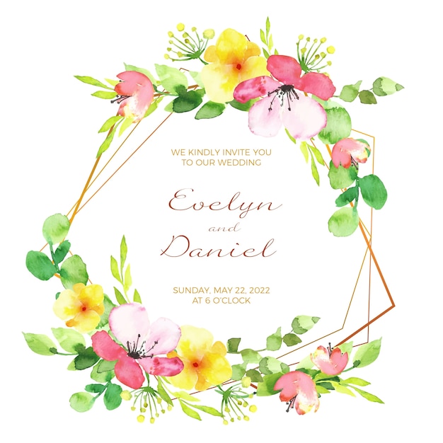 Carte d'invitation de cadre floral de mariage