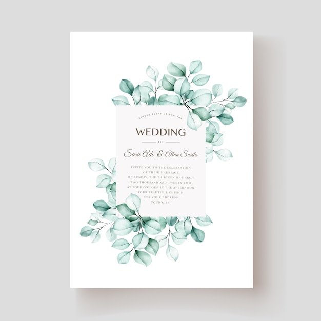 Carte D'invitation élégante Eucalyptus Aquarelle