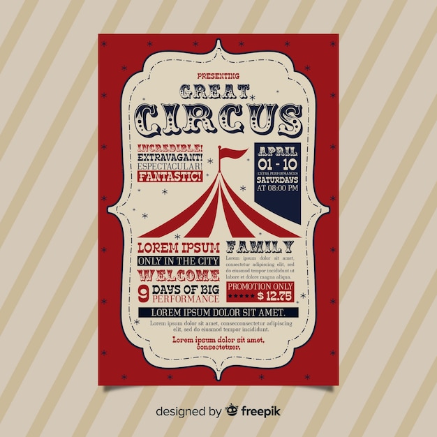 Vecteur gratuit carte d'invitation de fête de cirque vintage