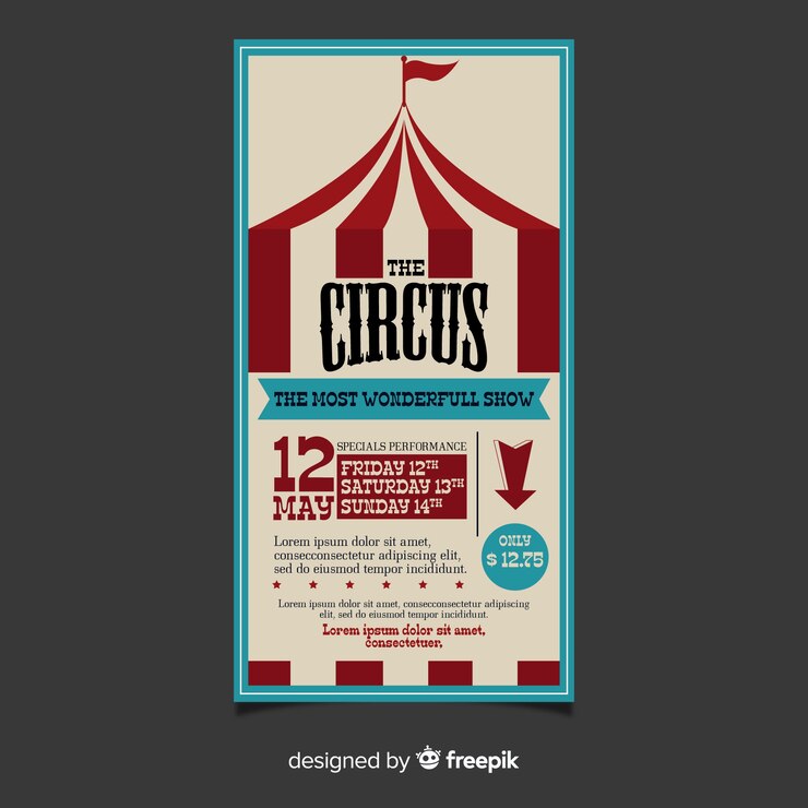 Vecteur gratuit carte d'invitation de fête du cirque