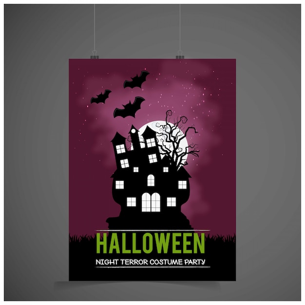 Vecteur gratuit carte d'invitation fête d'halloween avec vecteur fond sombre