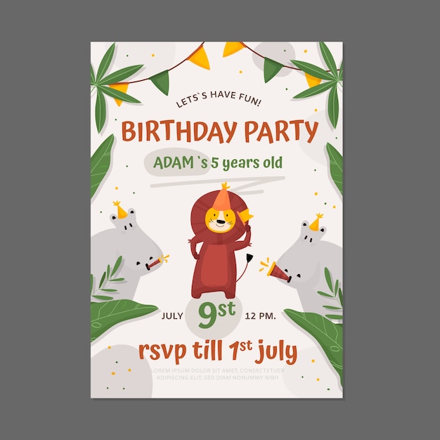 Carte D'invitation à La Fête De La Jungle